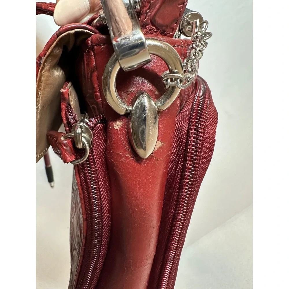 Gun Tote'n Mamas Burgundy Floral Embossed Leather Concealed Carry Crossbody Bag